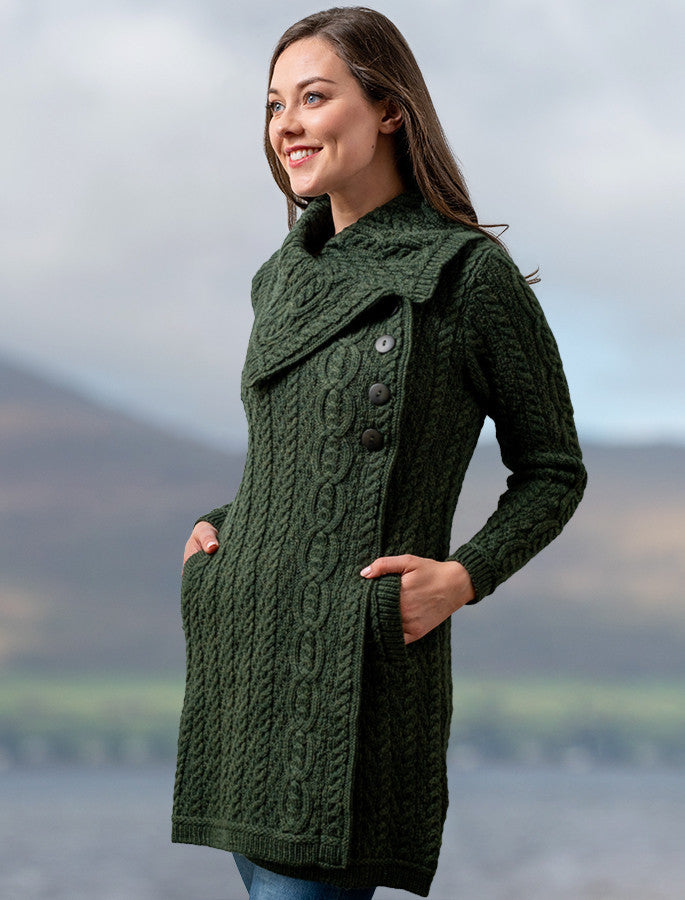LARGE COLLAR ARAN COAT