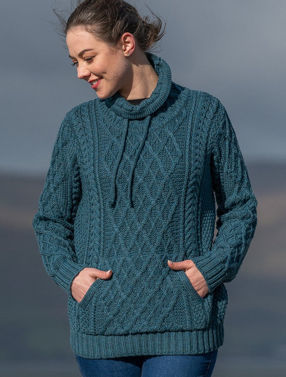 LADIES SUPER SOFT DRAWSTRING SWEATER W/POUCH POCKET